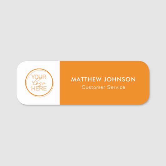 Oranje Bedrijfsnaamlabels met Logo & Functietitel Naamplaatje (Voorkant)