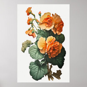 Oranje Begonia's Bloemenkunst Print Poster