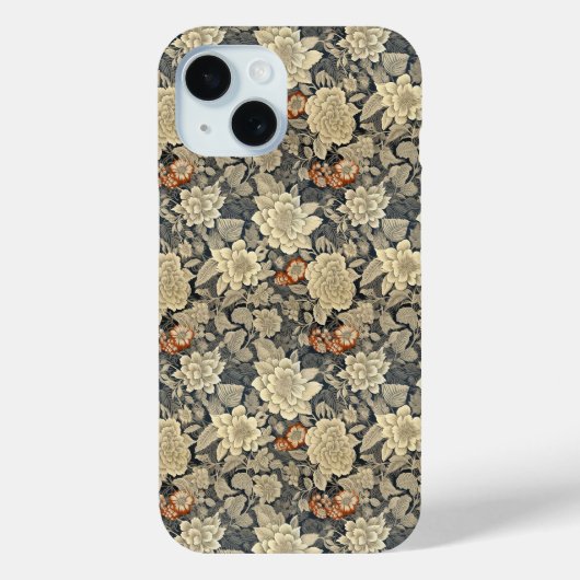 Oranje Beige  bloemen en bladeren Case-Mate iPhone Case (Achterkant)