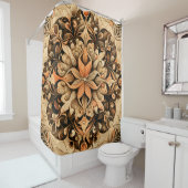 Oranje beige bruine decoratie esthetische achtergr douchegordijn (In situ)