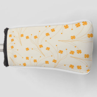 Oranje Beige Retro Y2K 70s bloempatroon Golfheadcover