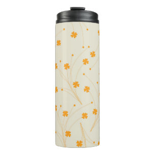 Oranje Beige Retro Y2K 70s bloempatroon Thermosbeker