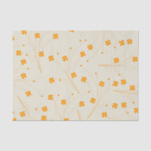 Oranje Beige Retro Y2K 70s bloempatroon Tissuepapier