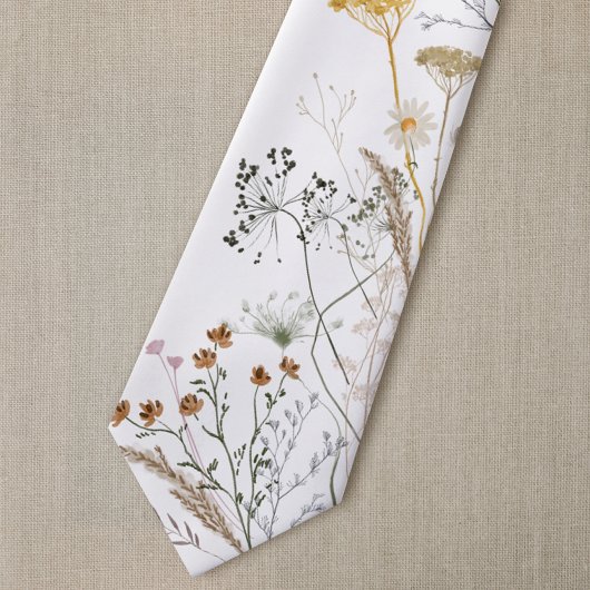 oranje beige wilde bloemen stropdas