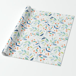 Oranje bessen en bladeren Waterverven Illustratie Cadeaupapier