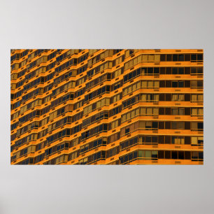 Oranje betongebouw poster