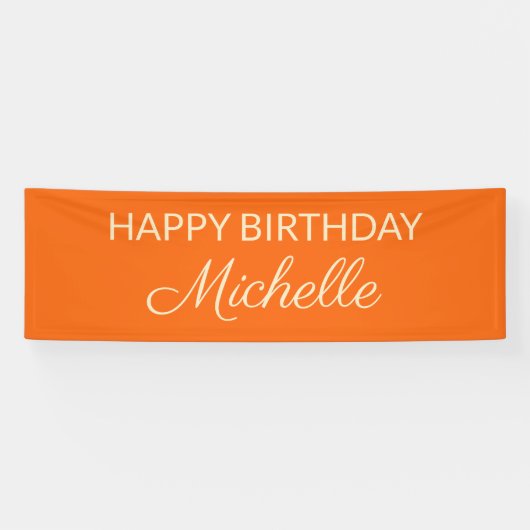 Oranje bewerkbare kleur Happy Birthday Name Banner (Horizontaal)