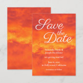 Oranje bewolkte zonsondergang foto save the date kaart (Voorkant / Achterkant)