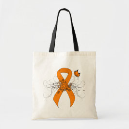 Oranje bewustmakingslint met vlinder tote bag