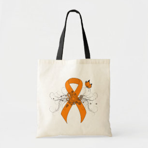Oranje bewustmakingslint met vlinder tote bag