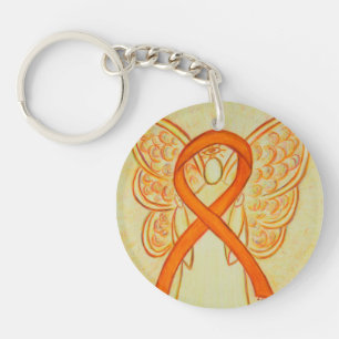 Oranje bewustwording Ribbon Angel Gepersonaliseerd Sleutelhanger