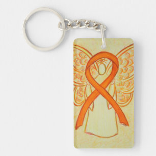 Oranje bewustwording Ribbon Angel Gepersonaliseerd Sleutelhanger