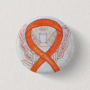 Oranje bewustzijn bij dierenbescherming ronde button 3,2 cm