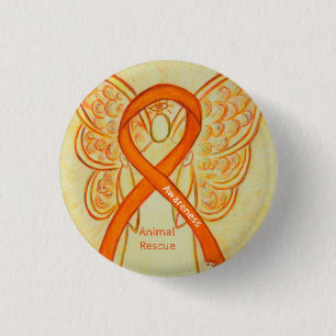 Oranje bewustzijn bij dierenredding Ribbon Angel P Ronde Button 3,2 Cm