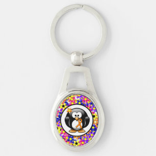 Oranje bewustzijn Ribbon Penguin Sleutelhanger