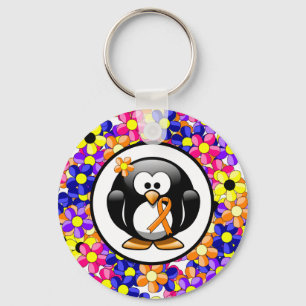 Oranje bewustzijn Ribbon Penguin Sleutelhanger