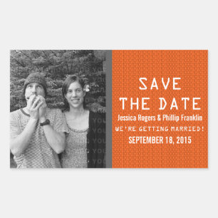Oranje Binaire Code Foto Save the Date Stickers