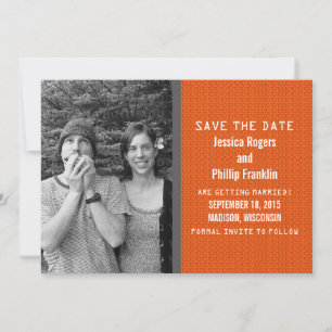 Oranje binaire code foto save the date uitnodiging