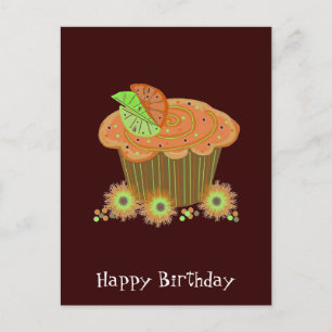 Oranje Birthday Cupcake Briefkaart