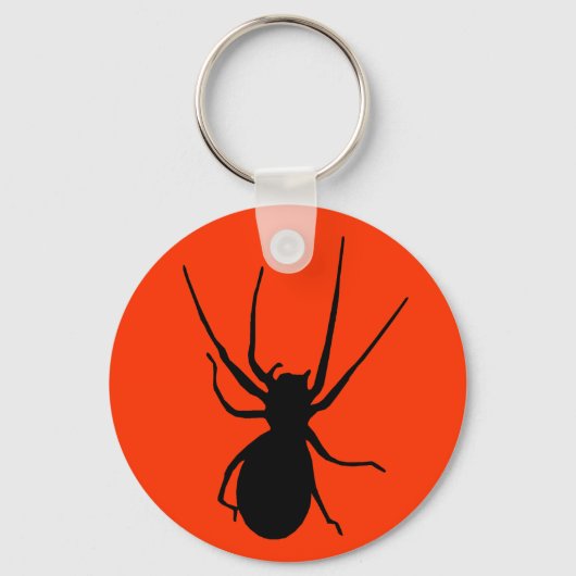 Oranje Black Creepy Spider Sleutelhanger (Voorkant)