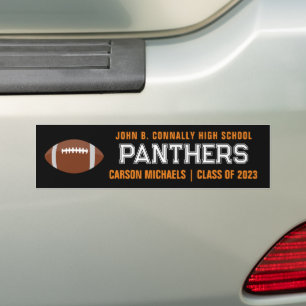 Oranje Black Custom School Football Team Player Bumpersticker