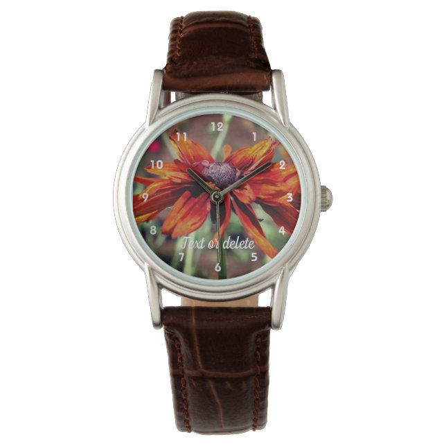 Oranje Black Eyed Susan Flower Personalized Horloge (Voorkant)