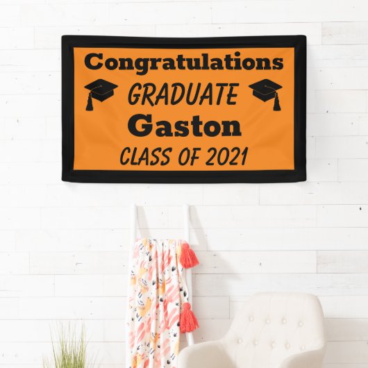 Oranje Black Gefeliciteerd Afstuderen Afstuderen Spandoek (Insitu)