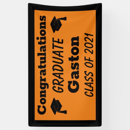 Oranje Black Gefeliciteerd Afstuderen Afstuderen Spandoek (Verticaal)