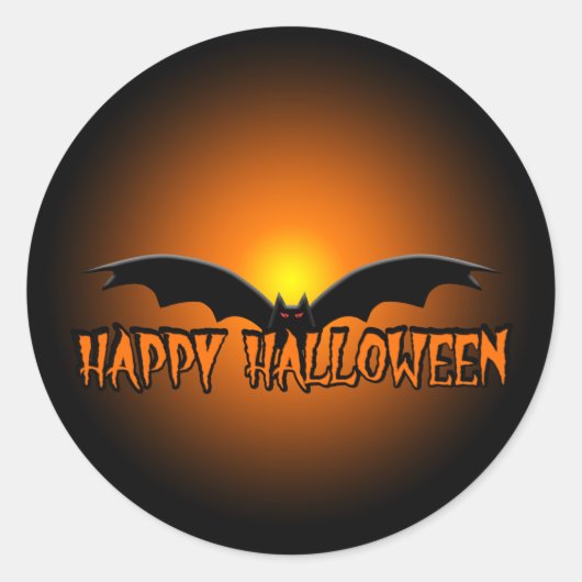 Oranje Black Happy Halloween Bat Sticker (Voorkant)
