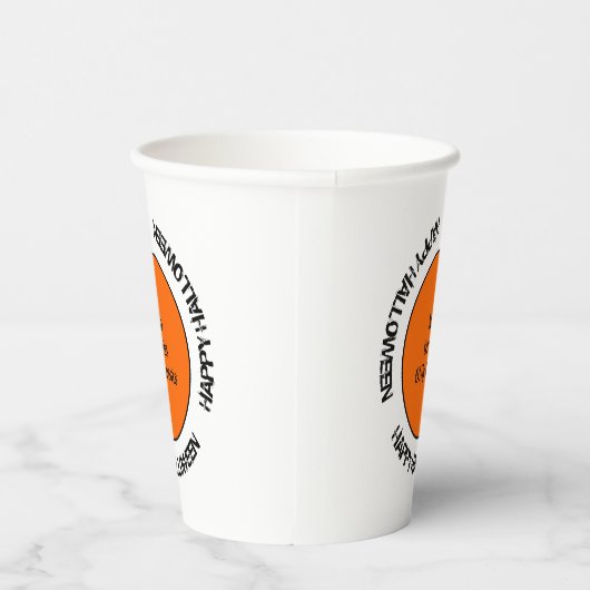 Oranje Black Scary Spooky Modern Happy Halloween Papieren Bekers (Rechts)