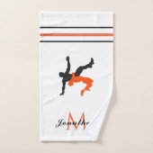 Oranje Black Wrestling Fight Aangepaste Naam Monog Handdoek (Handdoek)