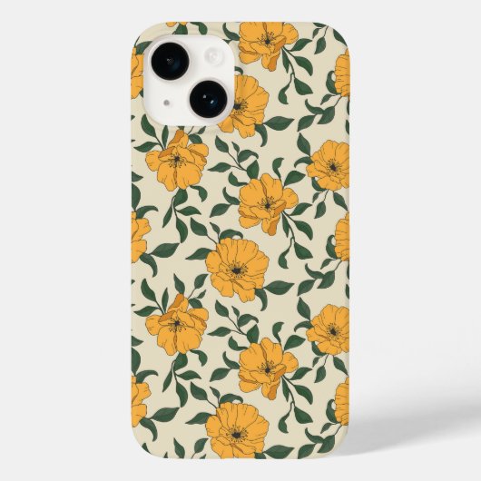 Oranje bladerbloempatroon Case-Mate iPhone case (Achterkant)