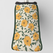 Oranje bladerbloempatroon golfheadcover (Draai 90)
