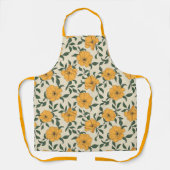 Oranje bladerbloempatroon schort (Voorkant)