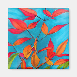 Oranje bladeren Autumn originele waterverf kunst Magneet