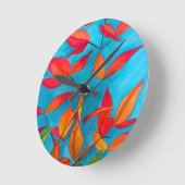 Oranje bladeren Autumn originele waterverf kunst Ronde Klok (Hoek)