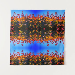 Oranje bladeren en blauwe hemel wandkleed