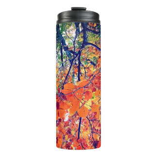 Oranje bladeren thermosbeker