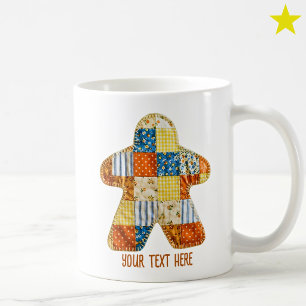 Oranje Blau Patchwork Dekent Meeple Bordspel Koffiemok