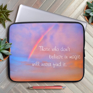 Oranje Blau Regenboog Zonsondergang Foto Geloof in Laptop Sleeve