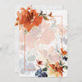 Oranje & blauw aquarel herfst bloemendecoratie voo kaart (Voorkant / Achterkant)