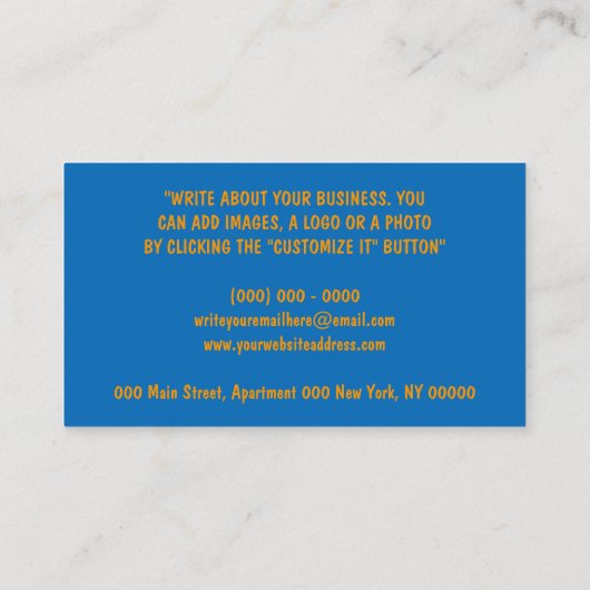 Oranje blauw Baby Stroller Daycare Nursery Visitekaartje (Achterkant)