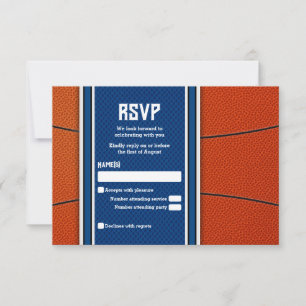 Oranje Blauw Basketbal Bar Mitzvah RSVP-kaart RSVP Kaartje