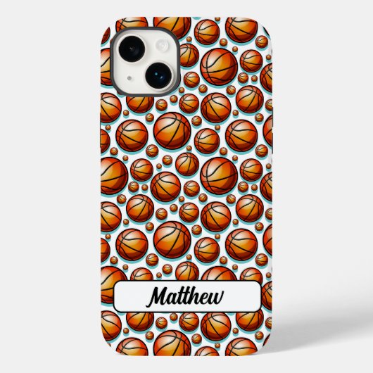 Oranje blauw basketbal genaamd naadloos patroon Case-Mate iPhone case (Achterkant)
