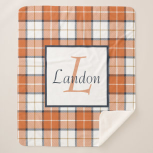 Oranje, blauw en wit Tartan Sherpa Deken