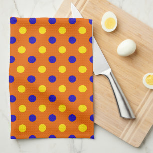 Oranje Blauw Geel Stippen Design Theedoek