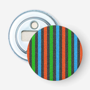 Oranje, blauw, groen, zwart glitter Striped STaylo Button Flesopener