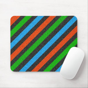 Oranje, blauw, groen, zwart glitter Striped STaylo Muismat