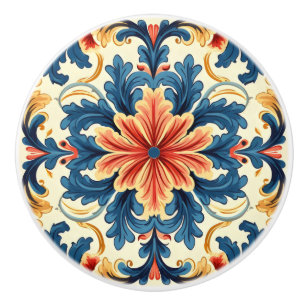 Oranje blauw Italiaans Tegel Keramische Knop