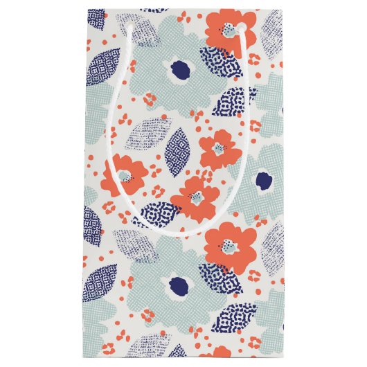 Oranje & blauw modern ventilatorpatroon klein cadeauzakje (Voorkant)